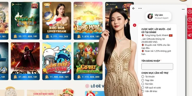 Đội ngũ hỗ trợ Sin88 phục vụ 24/7