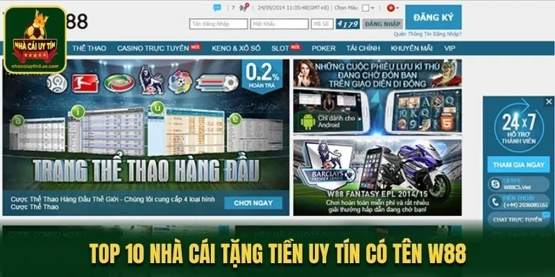 Top 10 nhà cái tặng tiền uy tín có tên W88